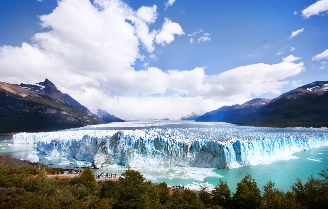 Photo wallpaper mountains, glacier, Argentina, the viewing area
