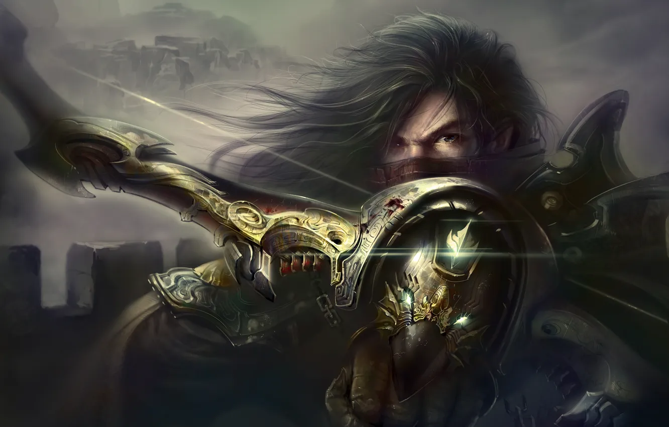 Photo wallpaper warrior, bow, art, male