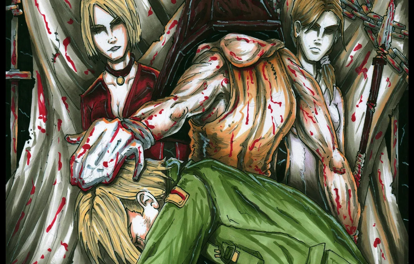 Photo wallpaper Maria, art, James, Mary, silent hill 2, pyramid head
