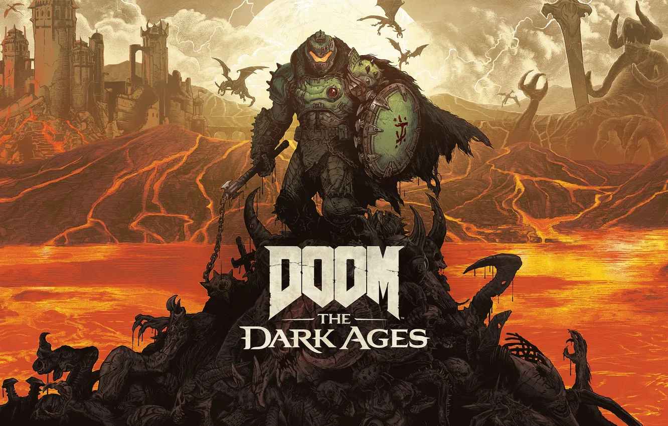 Photo wallpaper demons, Doomslayer, Doom The Dark Ages