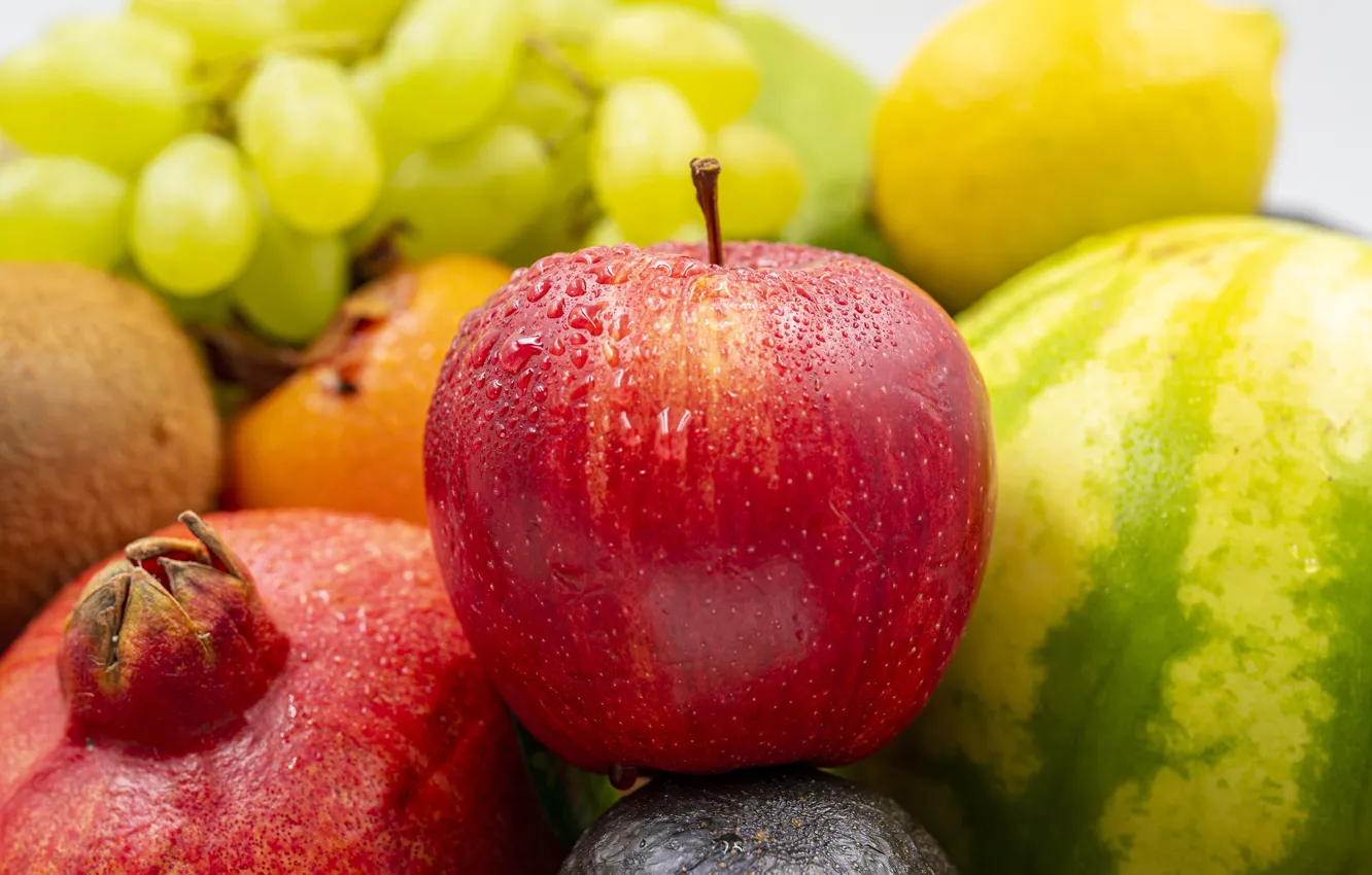 Photo wallpaper apples, watermelon, fruit, different