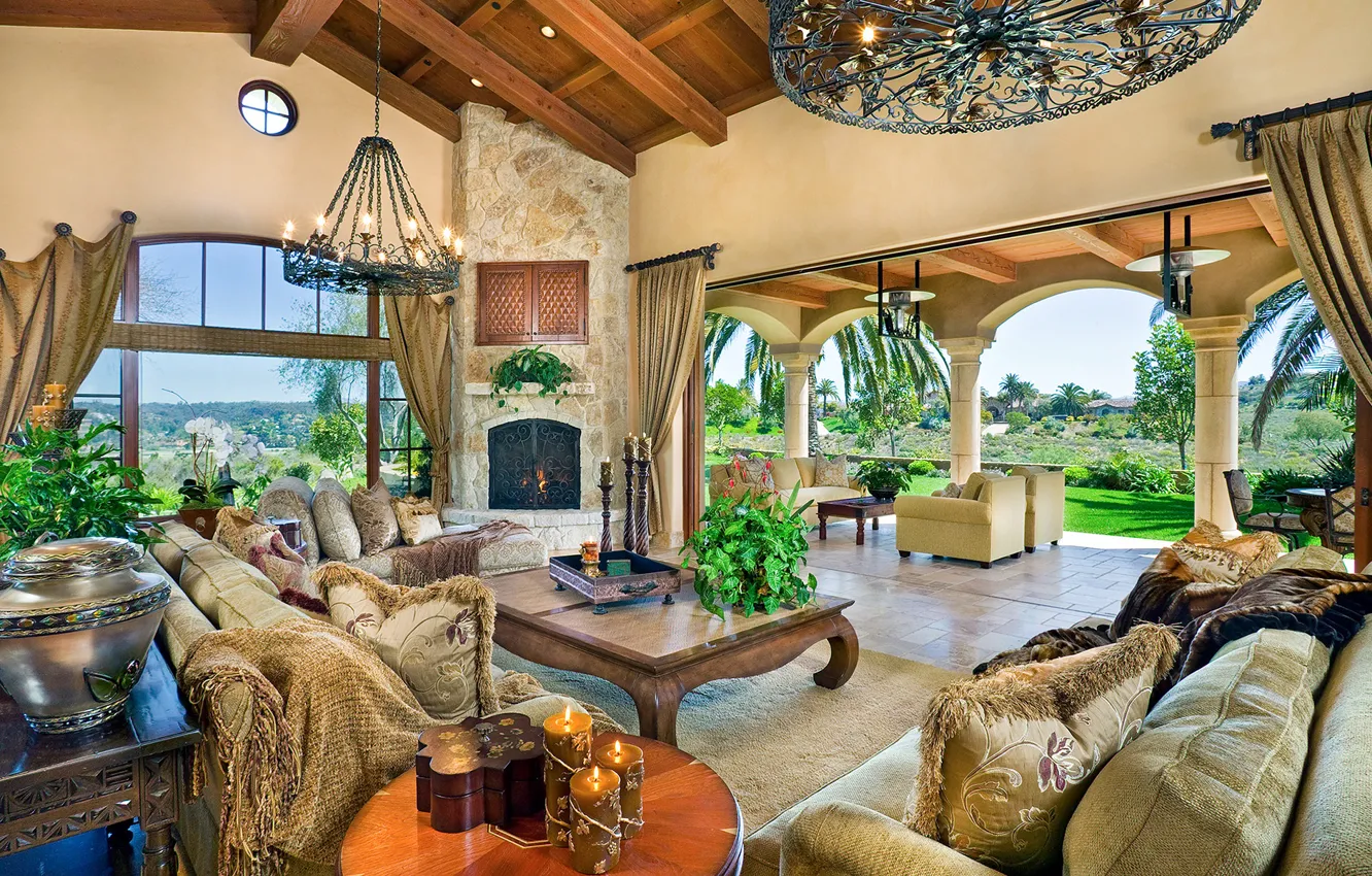 Photo wallpaper california, living room, interior, home, luxury, santa fe