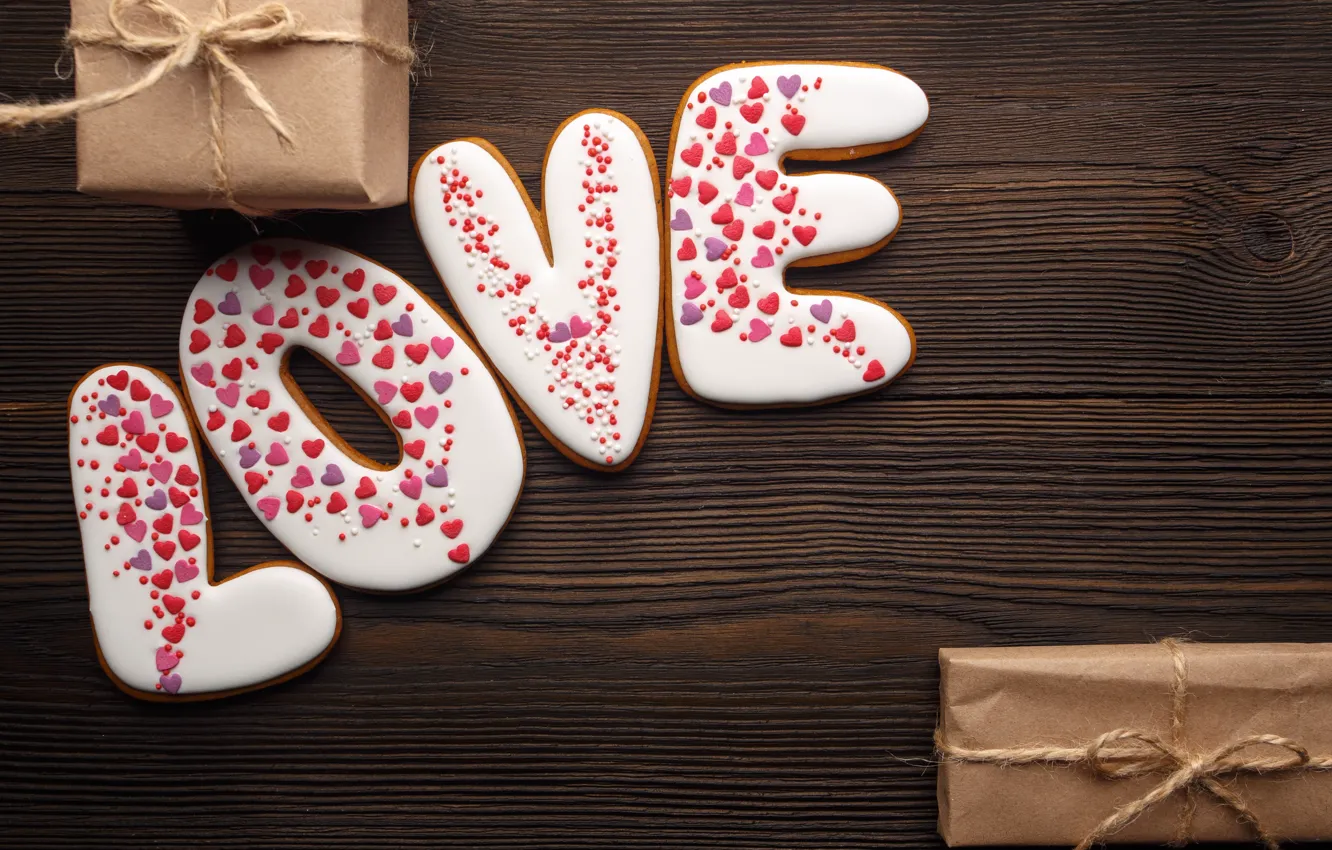 Photo wallpaper love, gift, romance, hearts, red, love, romantic, hearts