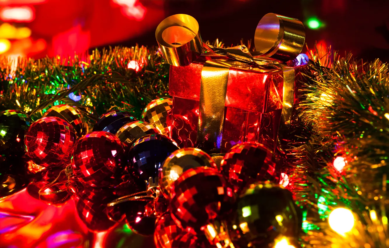 Photo wallpaper decoration, gift, balls, toy, new year, decor