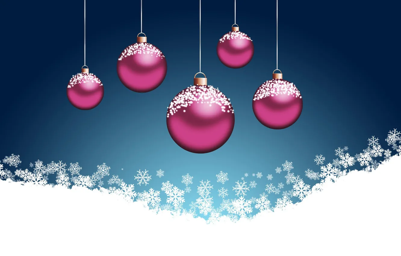 Photo wallpaper snowflakes, balls, vector graphics