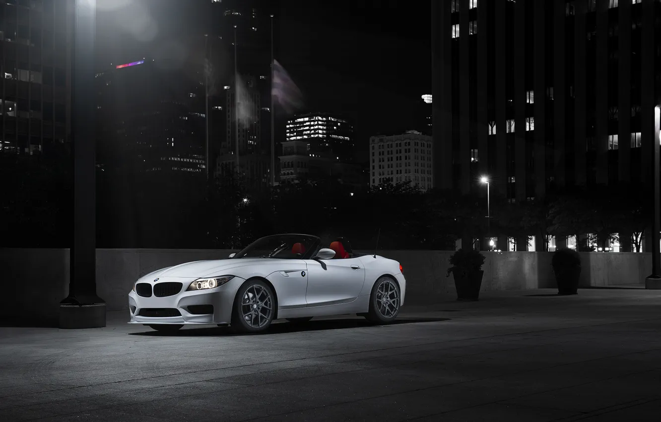 Photo wallpaper white, night, BMW, BMW, white, Roadster