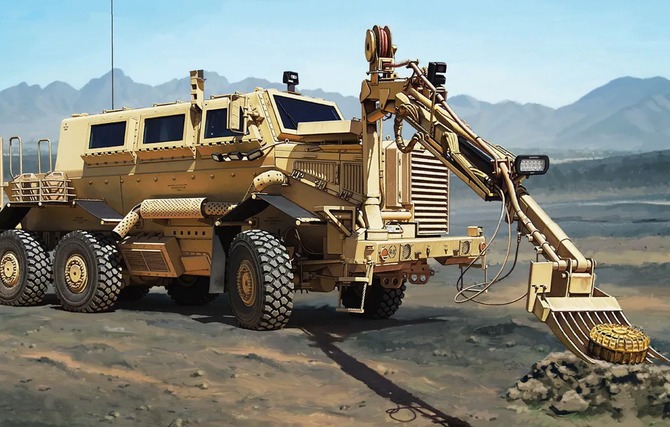 Photo wallpaper APC, MPV, transport mine-protected, Buffalo A2, combat engineer vehicle, Mine Protected Vehicle