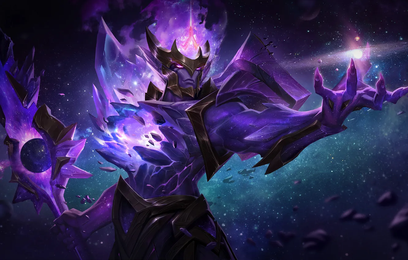 Photo wallpaper space, stars, art, spear, splash, League of Legends, Jarvan, artwork