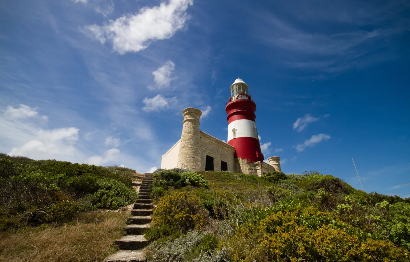 Photo wallpaper lighthouse, hill, ladder, Africa