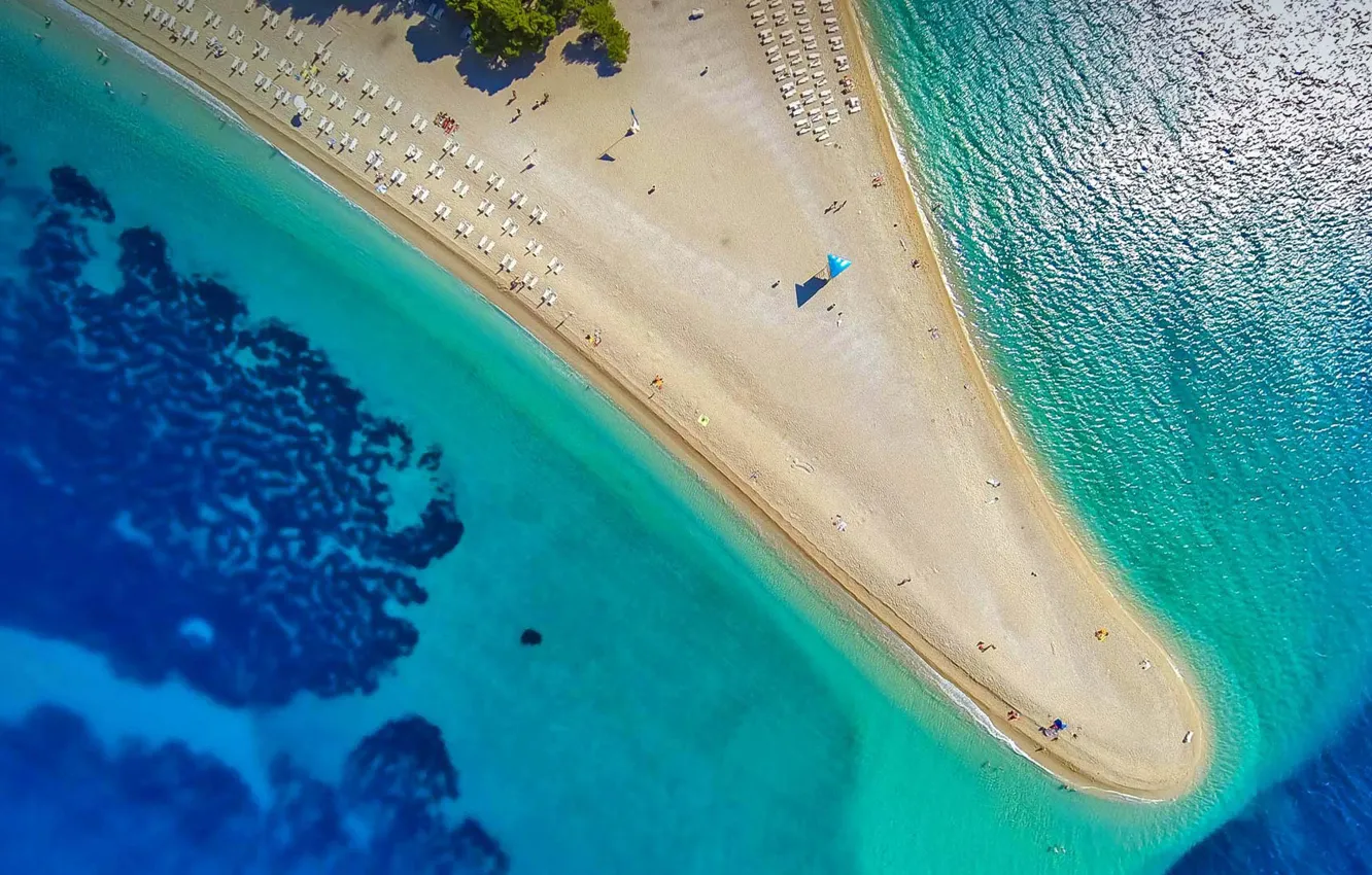 Photo wallpaper sea, stay, vacation, panorama, Croatia, Zlatni rat beach, the island of brac