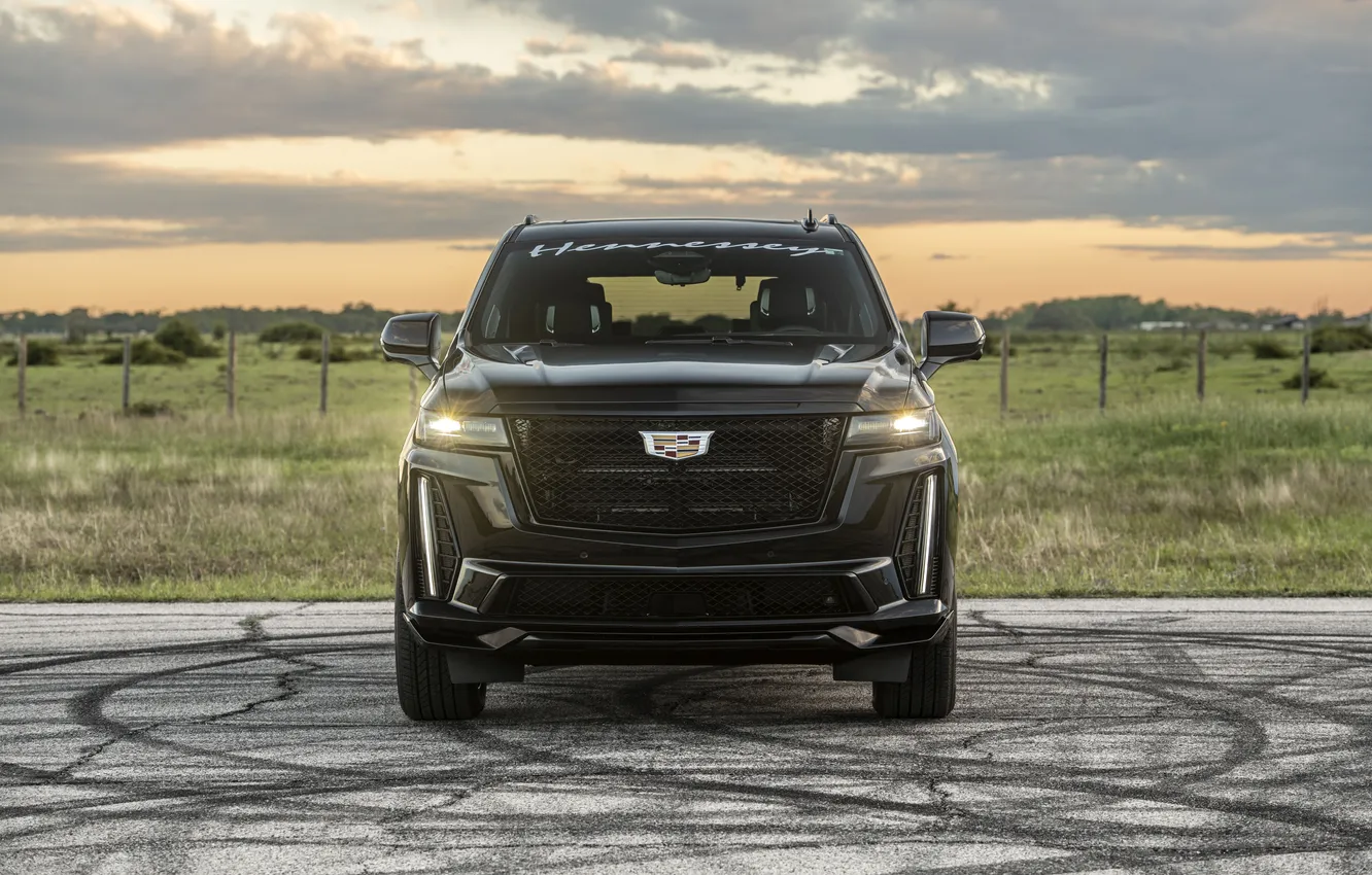 Photo wallpaper Cadillac, power, SUV, front view, power, Suite, luxury, SUV