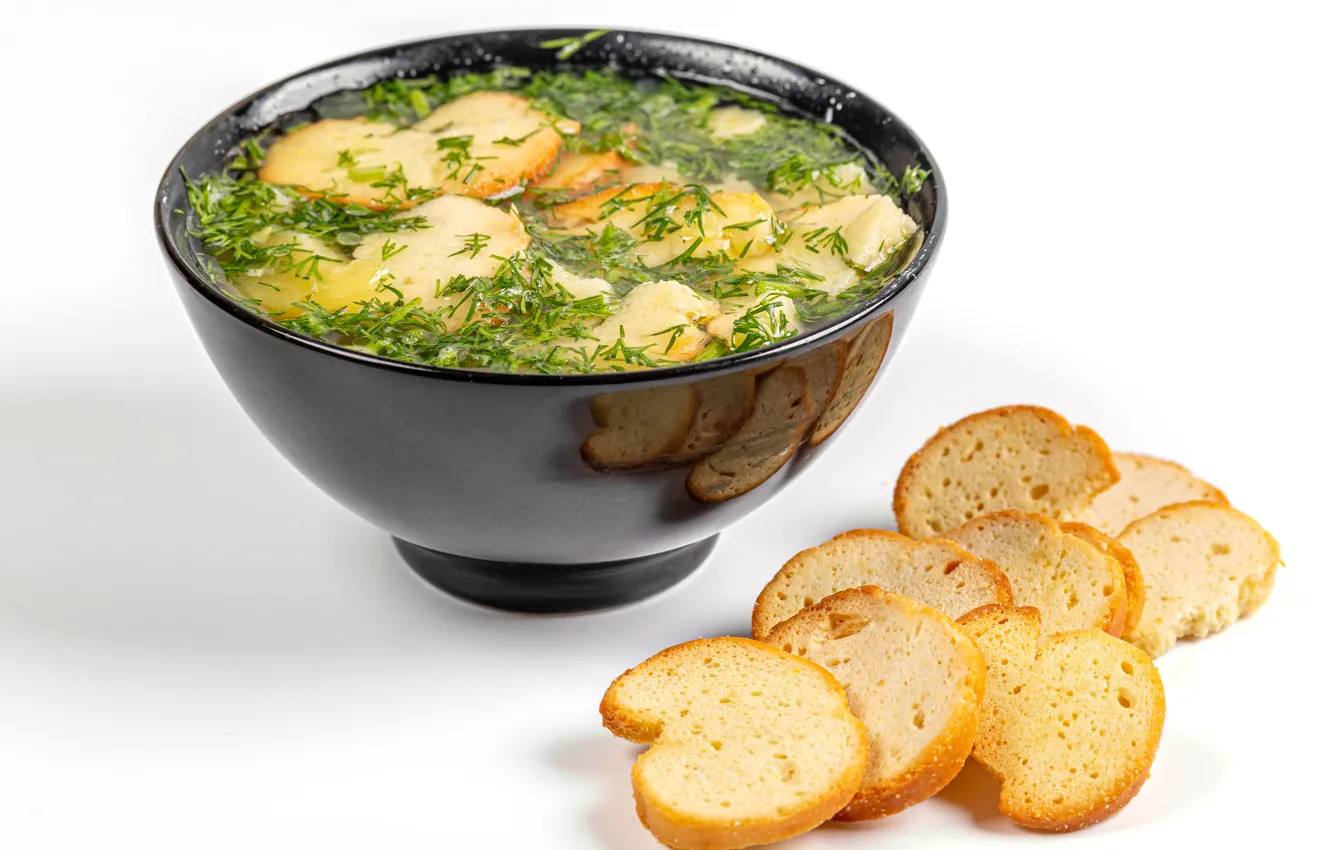 Photo wallpaper bread, soup, bowl