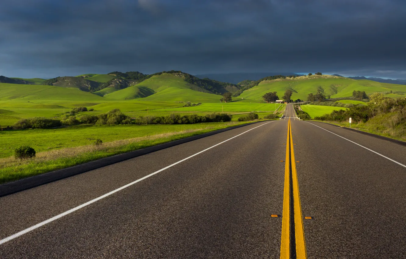 Photo wallpaper road, the sky, clouds, spring, CA, April, USA, state