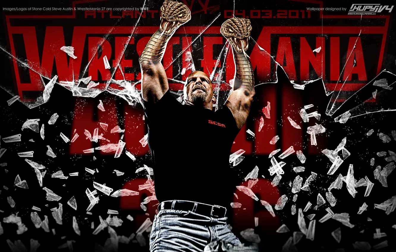 Photo wallpaper WWE, Wrestle mania, What?, Stone cold, Steve Austin