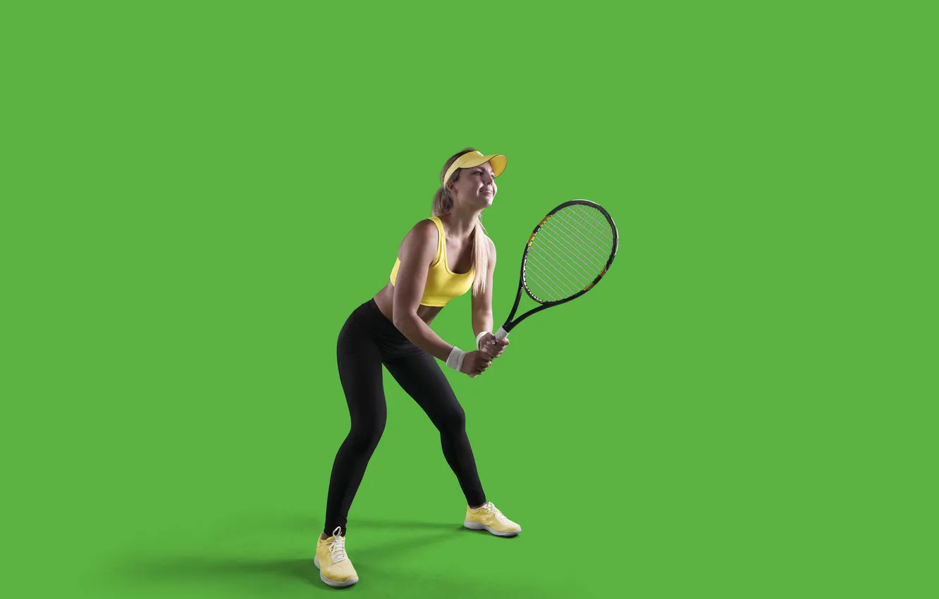 Photo wallpaper green, girl, screen, Tennis