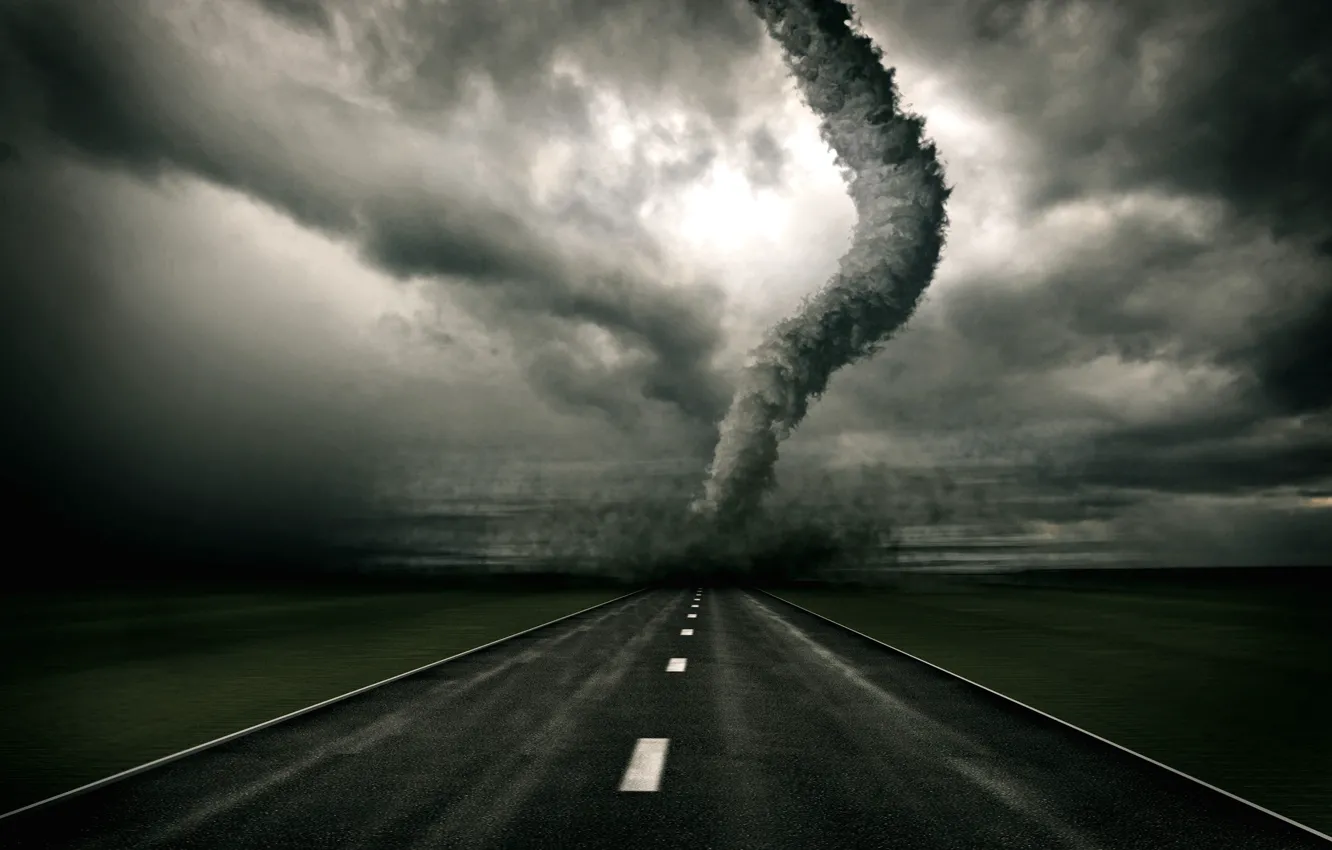 Photo wallpaper road, tornado, 157