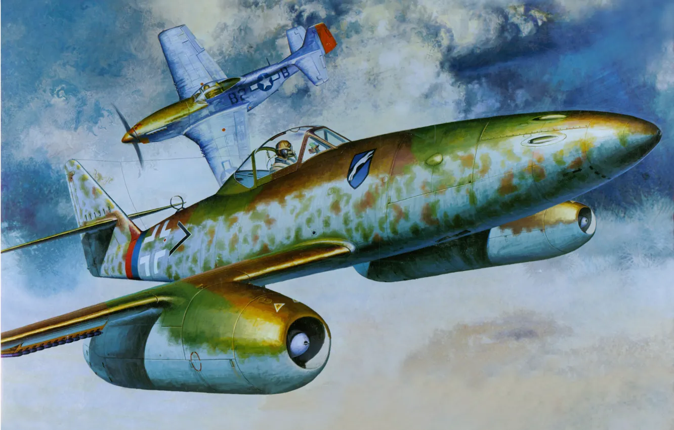Photo wallpaper the sky, figure, battle, art, fighters, American, aircraft, jet