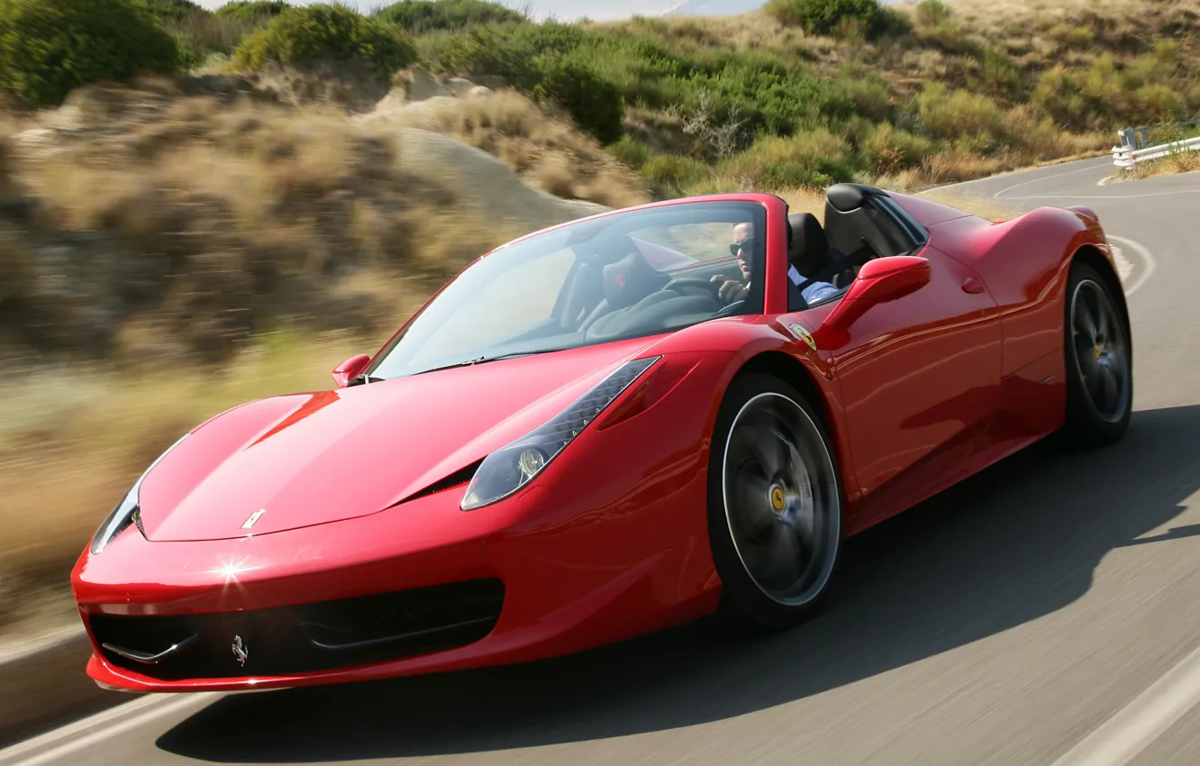 Photo wallpaper road, speed, Ferrari, red, road, speed, Spider, 458 Italia