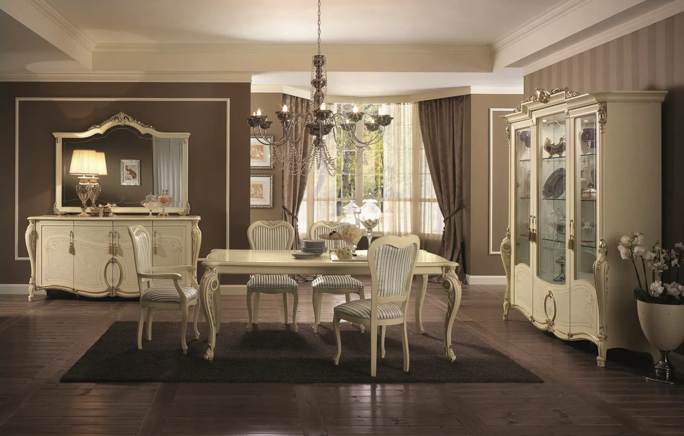 Photo wallpaper table, room, furniture, interior, chair, living room