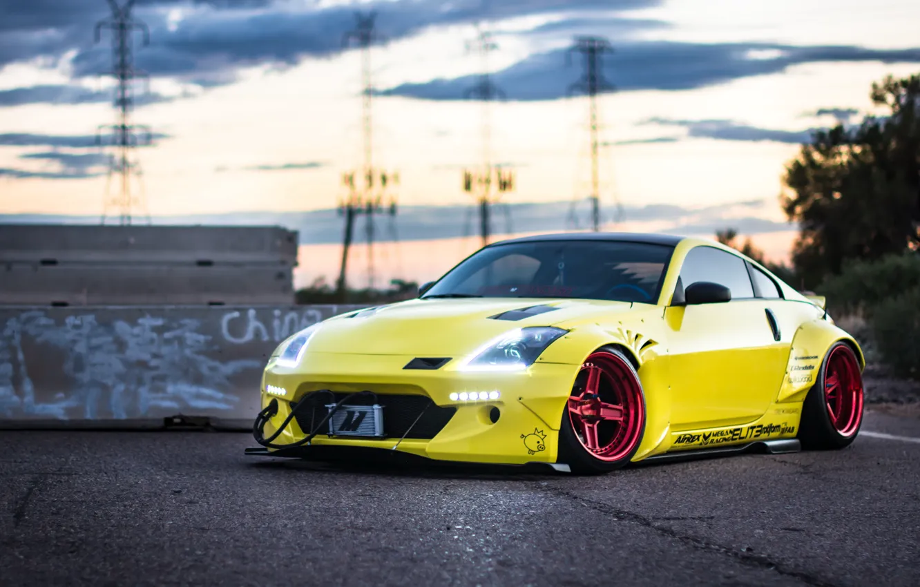 Photo wallpaper car, tuning, stance, nissan 350z, rocket bunny