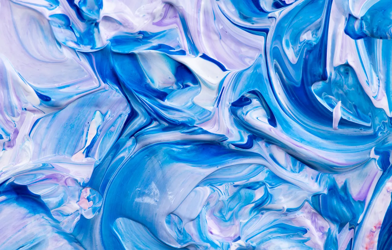 Photo wallpaper blue, blue, paint, texture, spot, palette, strokes, mix