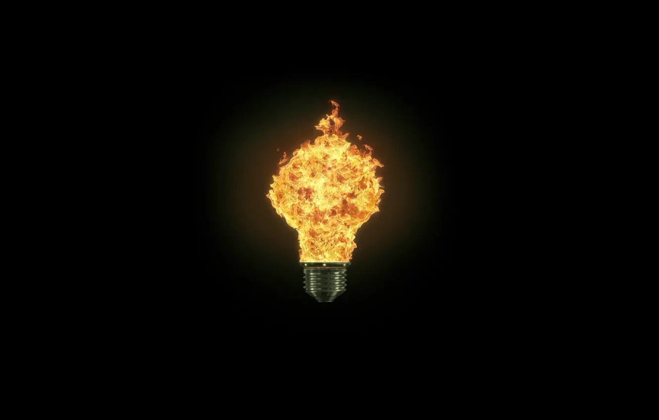 Photo wallpaper light, fire, black, background, lamp