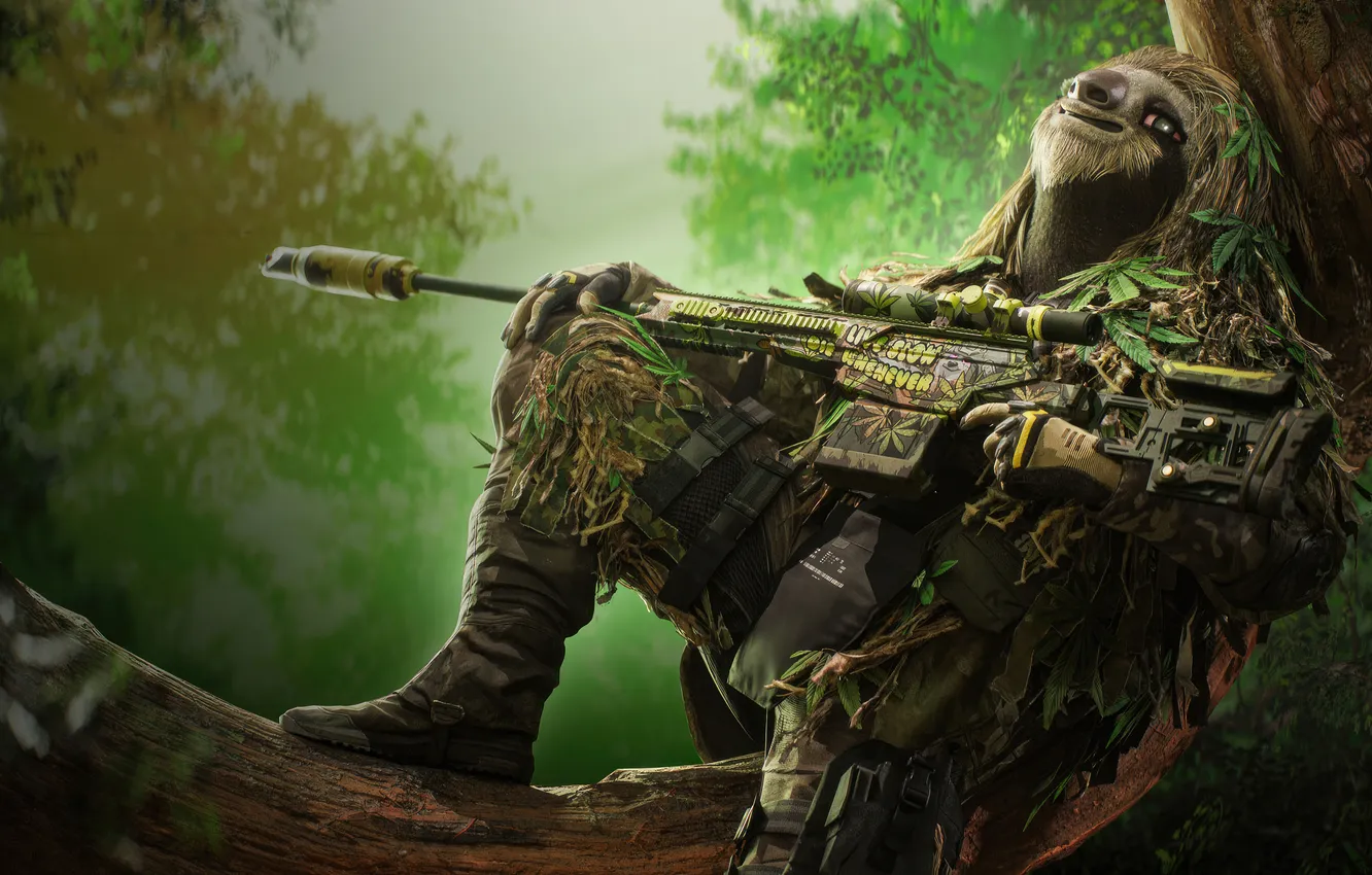 Photo wallpaper battlefield, gun, forest, call of duty, soldier, military, weapon, jungle