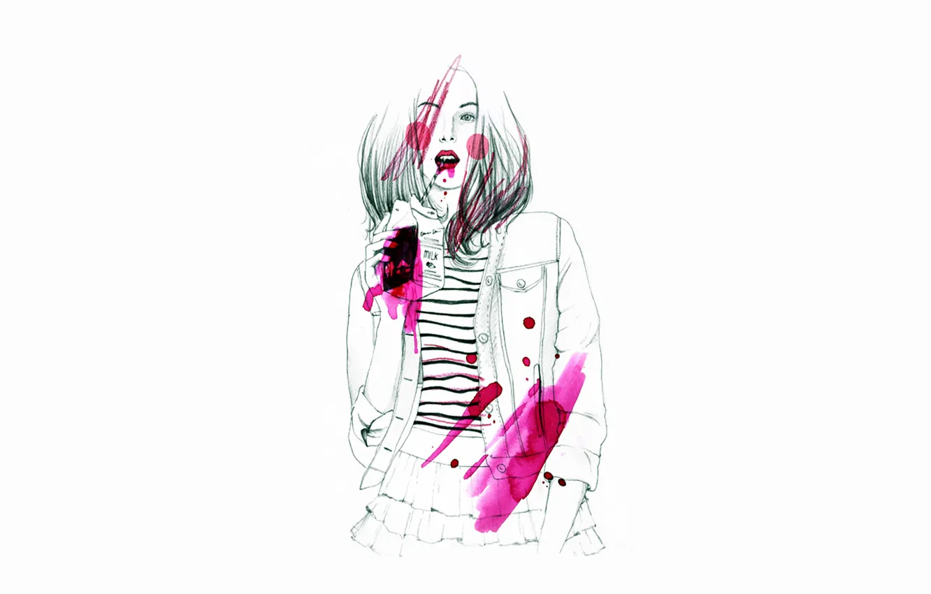 Photo wallpaper girl, style, milk, pink color