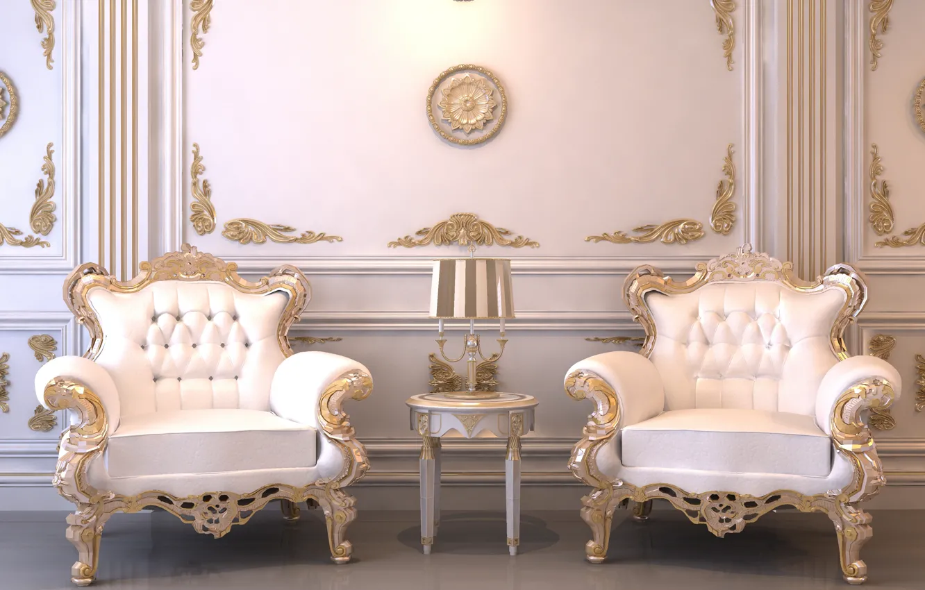 Photo wallpaper room, chairs, Interior