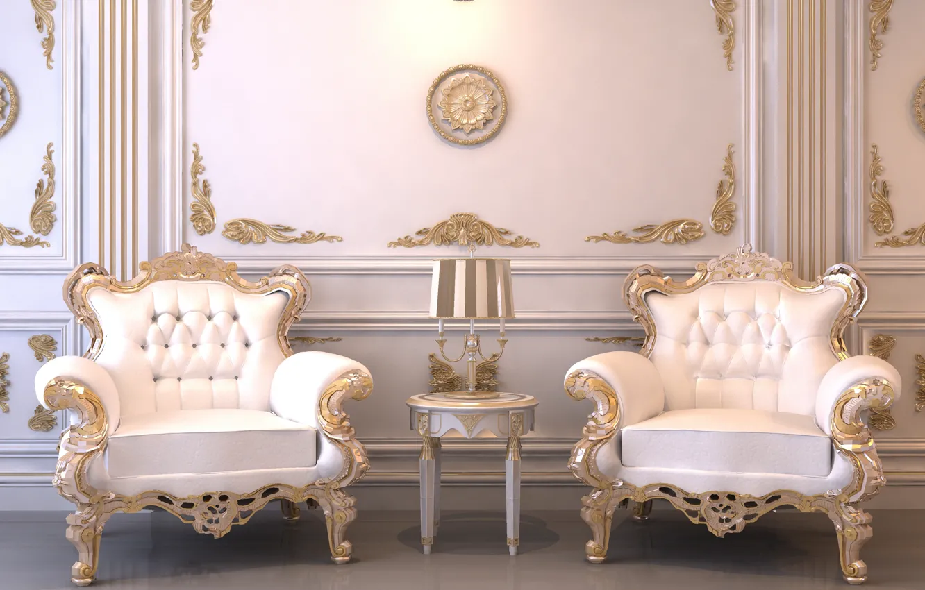 Photo wallpaper room, interior, chair