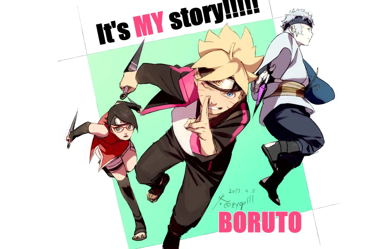 Photo wallpaper Naruto, Uchiha Sarada, Uzumaki Naruto, Mitsuki