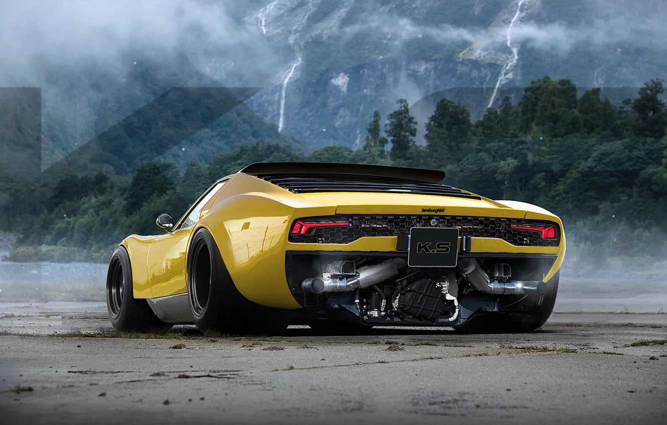 Photo wallpaper forest, mountains, car, Miuracan, Chunky bull V2