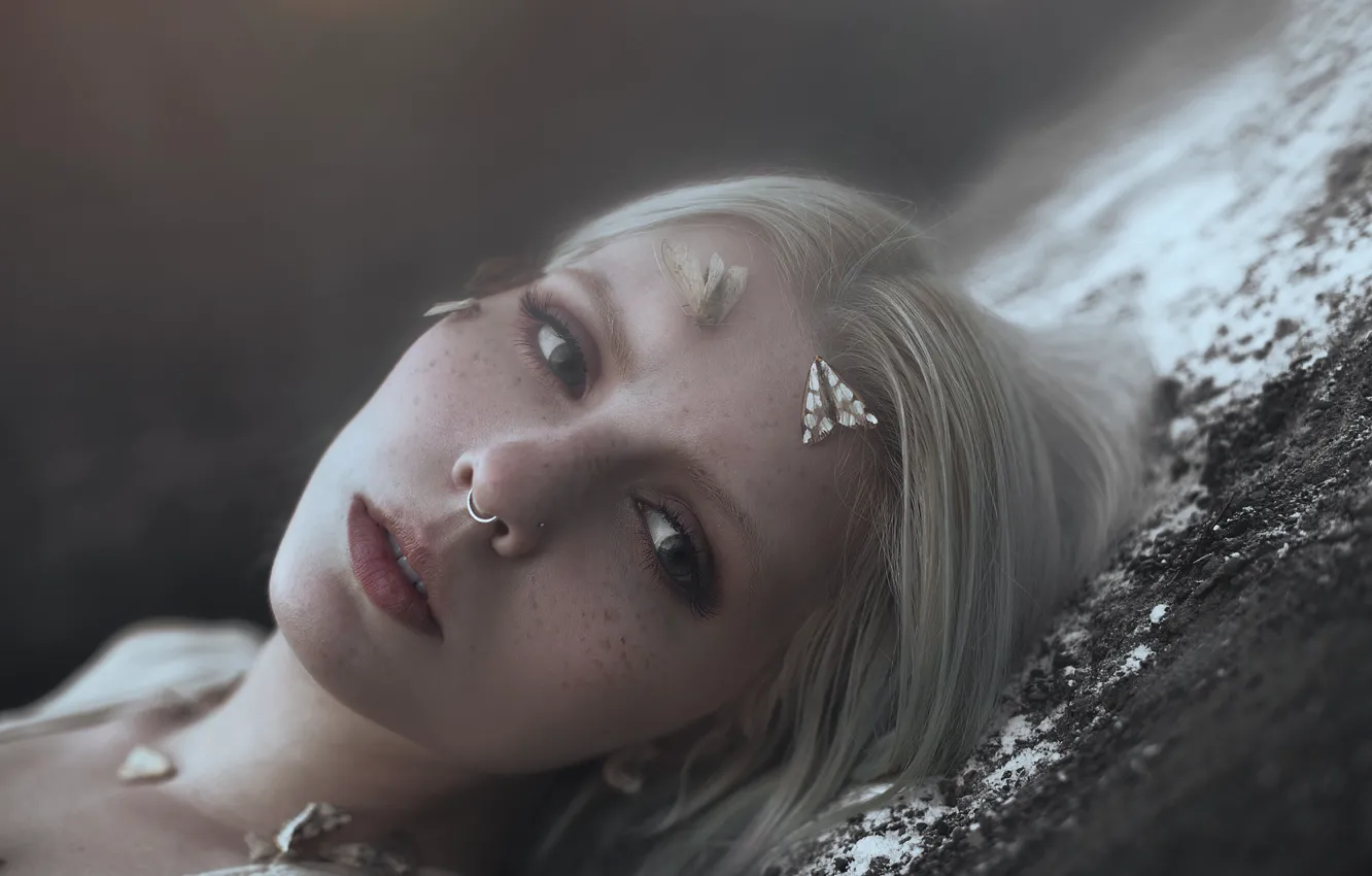 Photo wallpaper piercing, freckles, moth, Aleah Michele, Quiecence