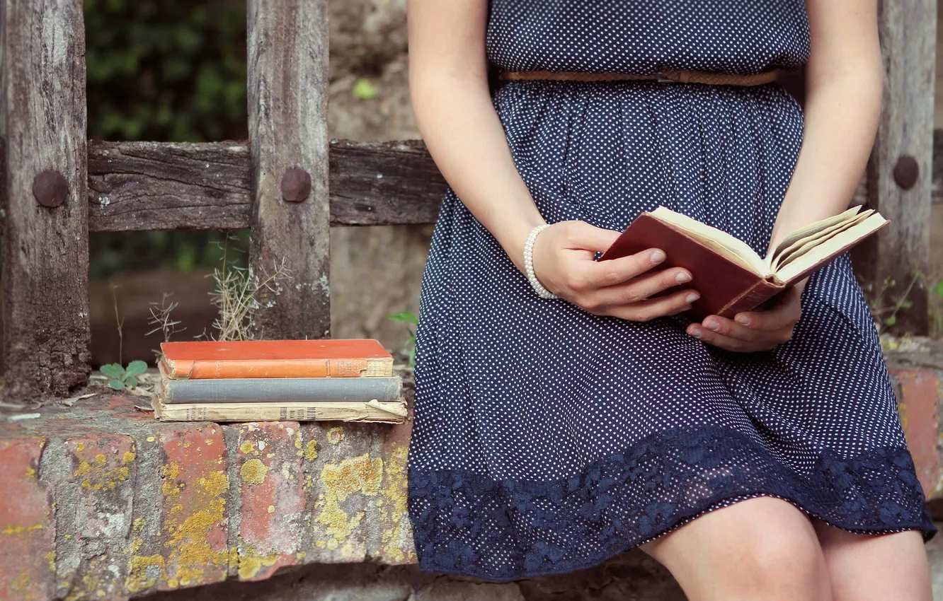 Photo wallpaper girl, background, book