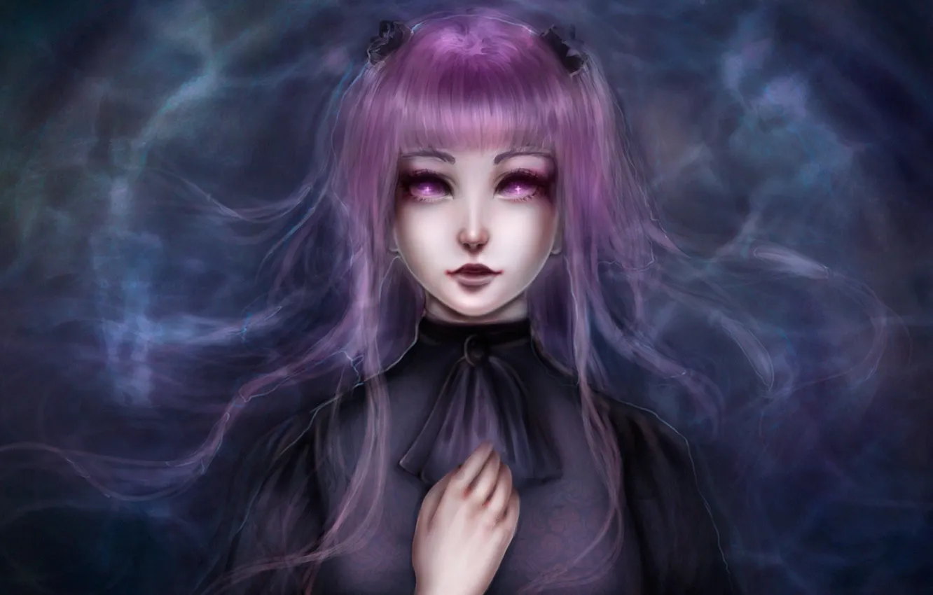 Photo wallpaper water, girl, cross, pink hair