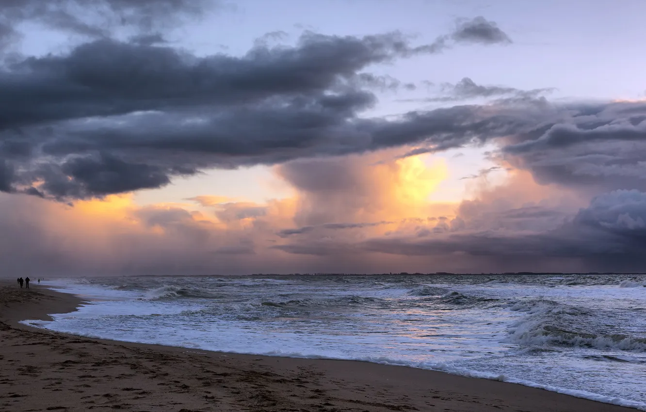 Photo wallpaper sea, the sky, sunset