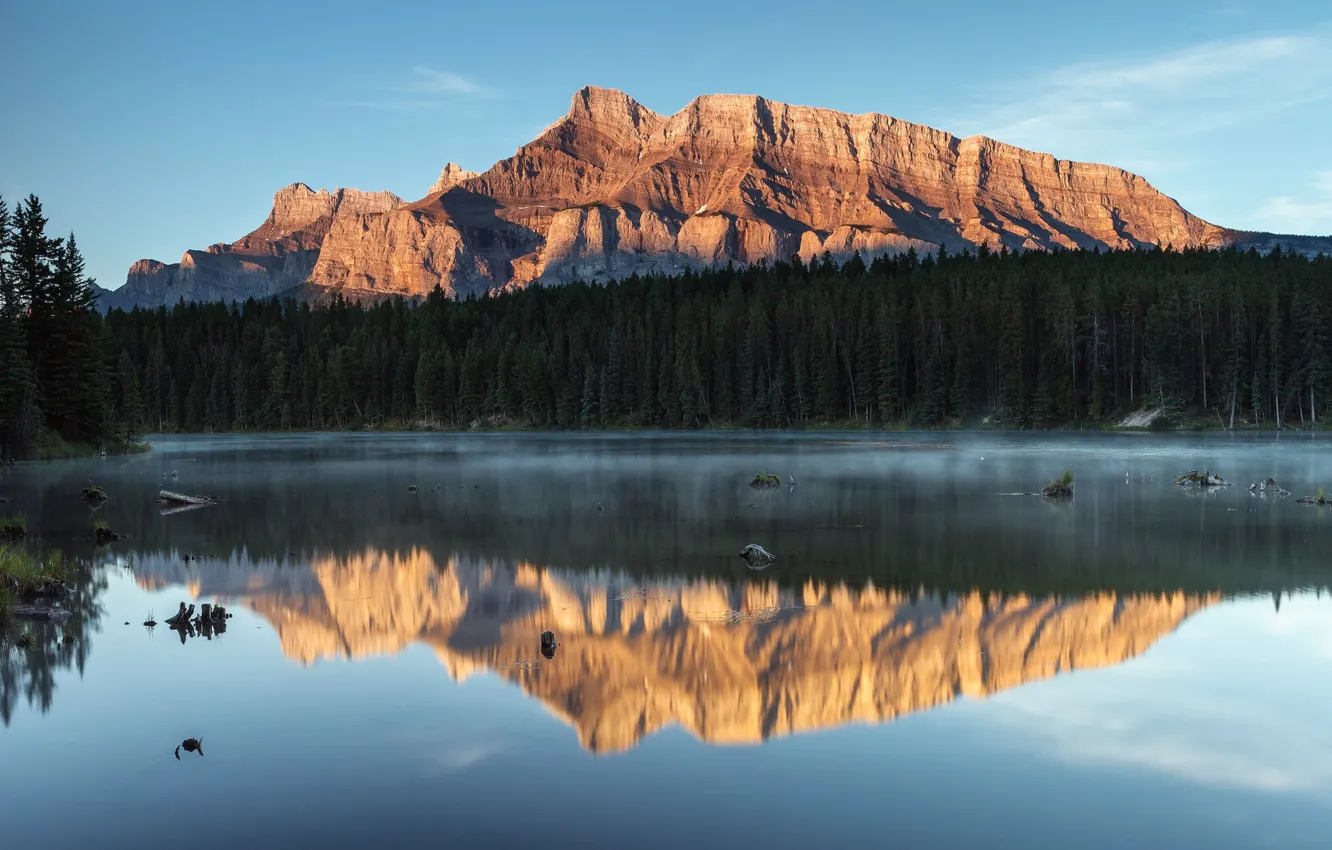 Photo wallpaper Alberta, Canada, Anthracite, Johnson Lake