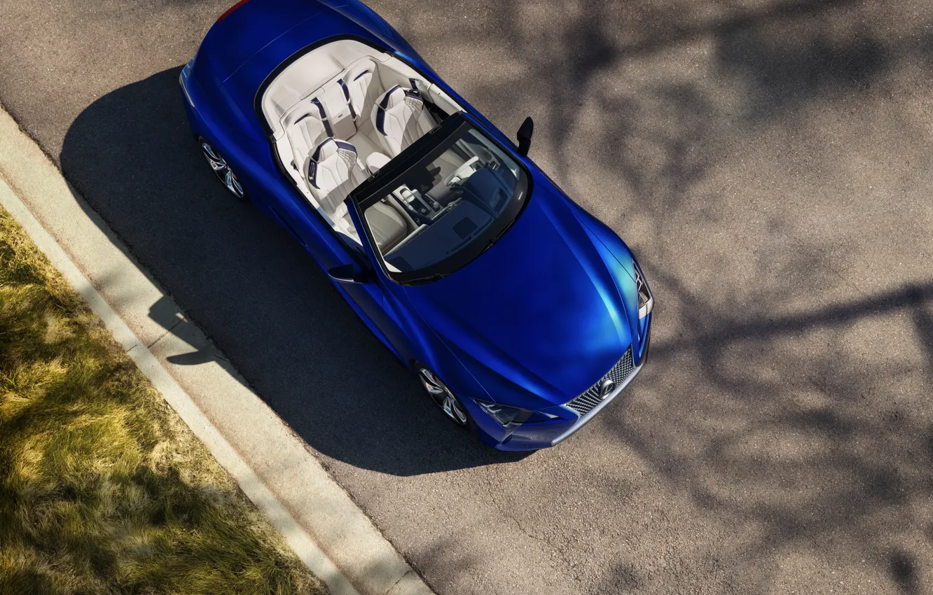 Photo wallpaper asphalt, shadow, Lexus, top, convertible, 2021, LC 500 Convertible