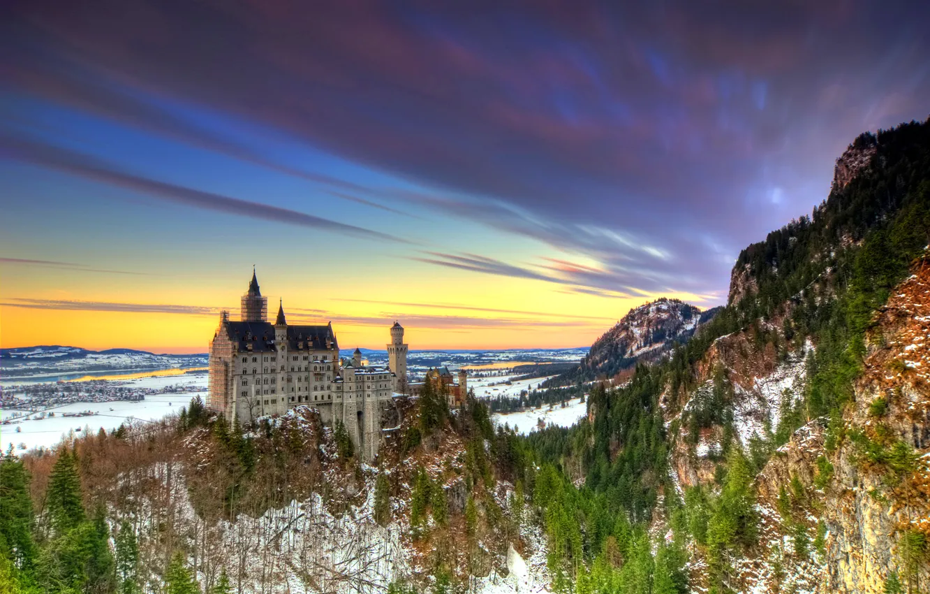 Photo wallpaper mountains, castle, Germany, Germany, Bavaria, Neuschwanstein Castle