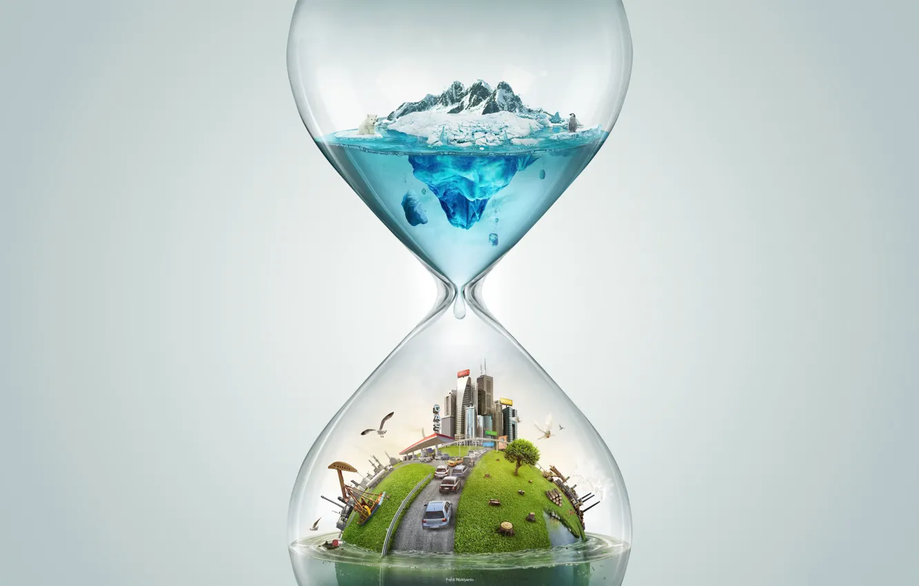 Photo wallpaper time, travel, rendering, hourglass