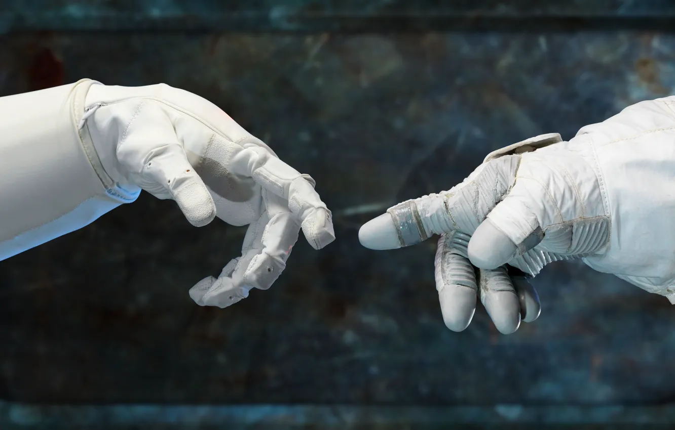 Photo wallpaper Hands, astronauts, the astronauts