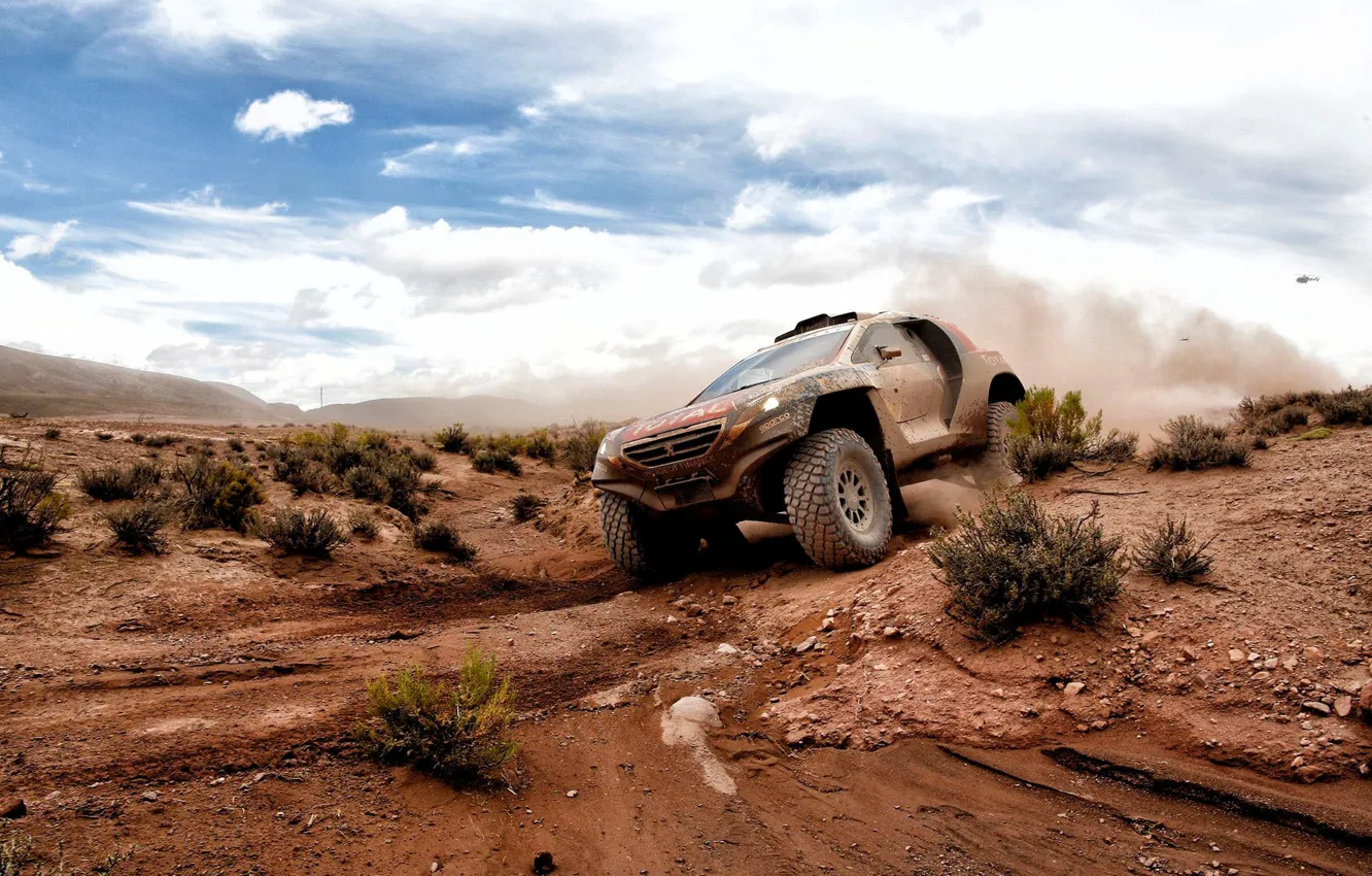 Photo wallpaper desert, 2008, Peugeot, Rally, Dakar, DKR, baggy