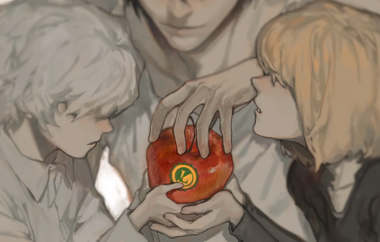 Photo wallpaper apples, boy, guy, Death Note, Near, Mello, L Lawliet