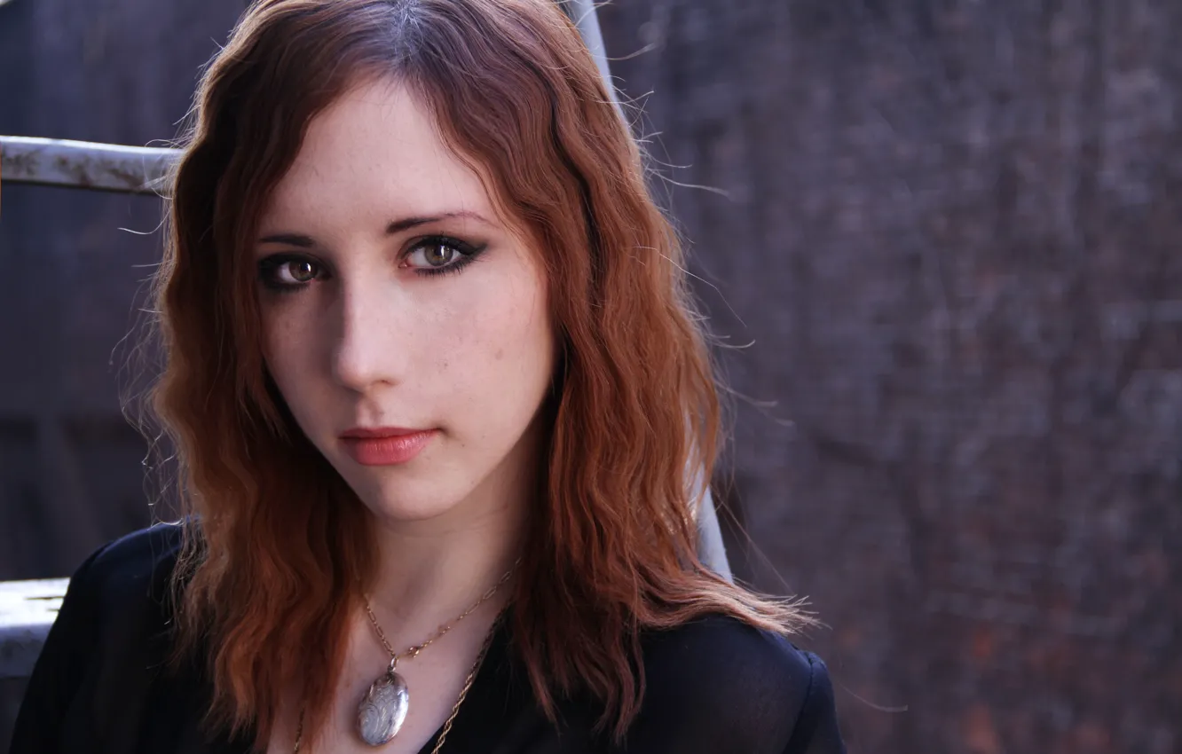 Photo wallpaper eyes, girl, lips, pendant, red, curls, Stephanie Van Rijn