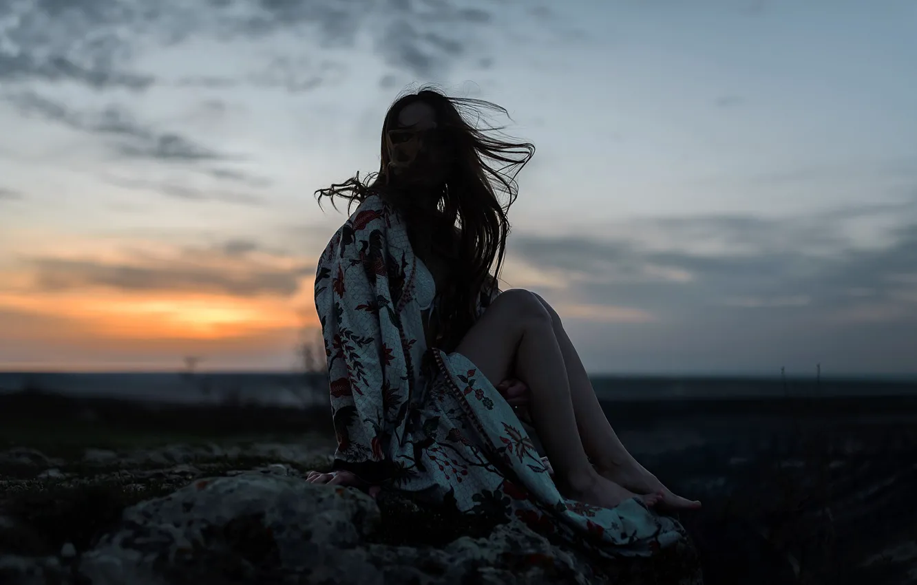 Photo wallpaper girl, stones, the wind, legs, Aleks Five
