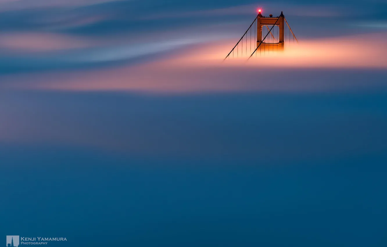 Photo wallpaper lights, support, San Francisco, photographer, Kenji Yamamura, in the fog
