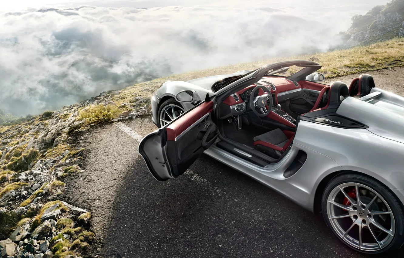 Photo wallpaper white, mountains, convertible, Porsche