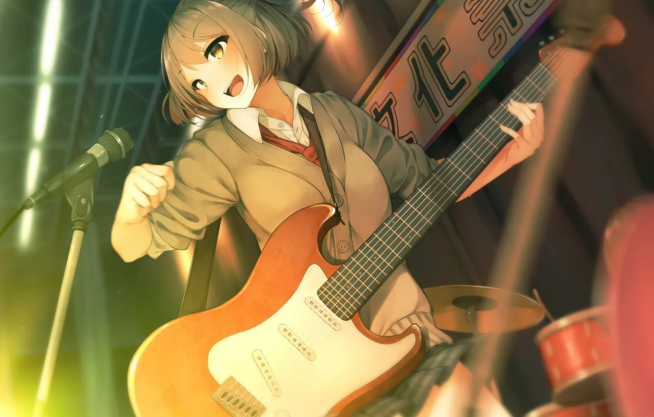Photo wallpaper music, guitar, anime, girl