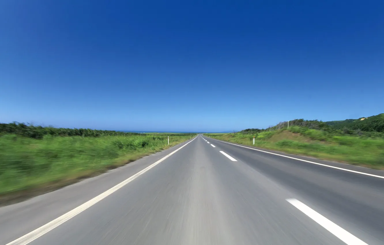 Photo wallpaper road, blue, markup