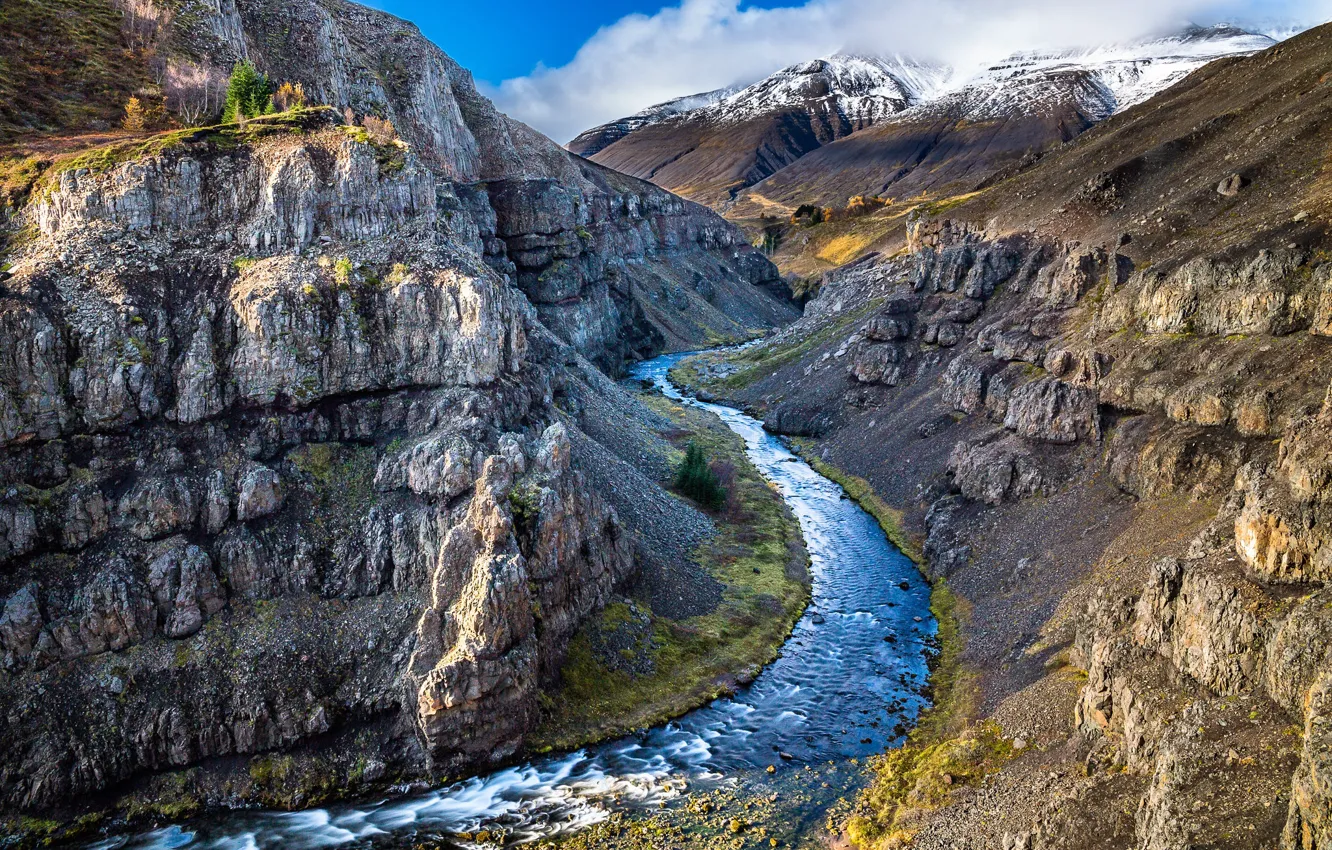 Photo wallpaper mountains, nature, river